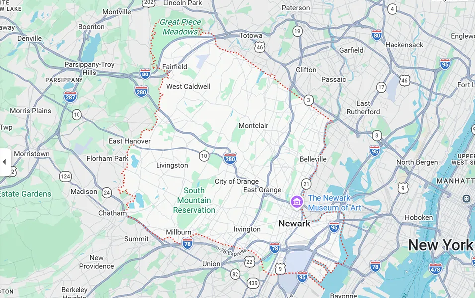Essex County NJ areas served page featuring local homes